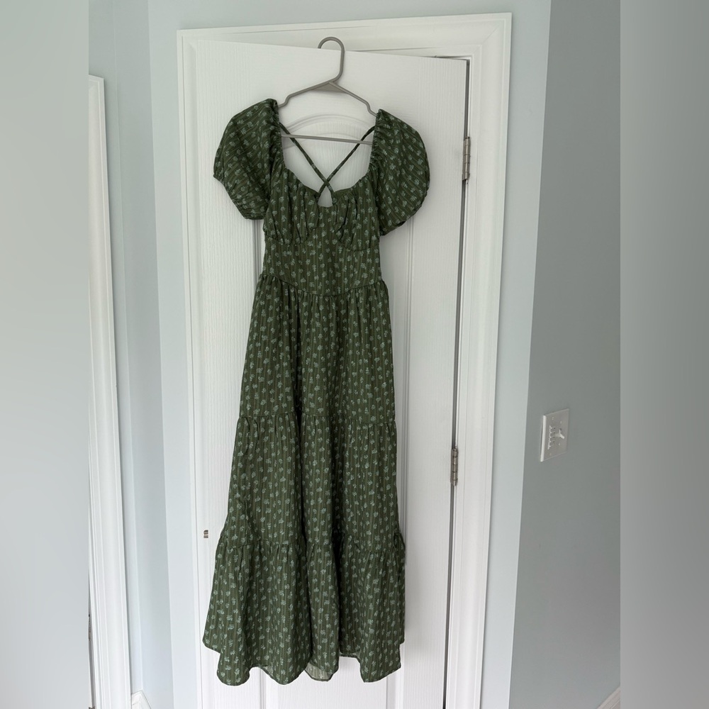 Green Maxi Dress with Cutout Design
